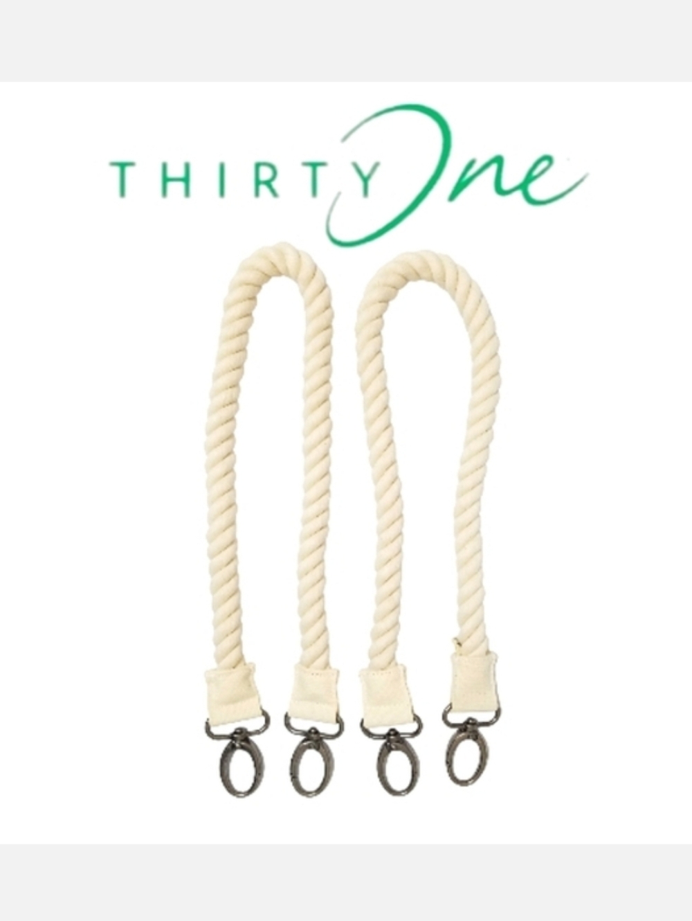 ThirtyOne Lobster Clip Rope Handles Cream/silver Set of 2